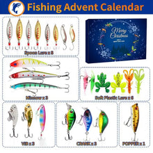 Load image into Gallery viewer, Fishing Tackle Advent Calendar Fishing Lures Set Fishing Gear Countdown Calendar Adults Kids Men Women Christmas Fish Bait Gifts
