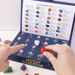 Crystal Advent Calendar 2024 Children's Crystal Gem Crystal Collection Christmas Countdown Toys Gemstone Stone Learning Kit For