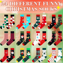 Load image into Gallery viewer, Christmas Socks Advent Calendar Funny Christmas Socks 24 Days Of Advent Box Socks With Different Christmas Patterns For Adults
