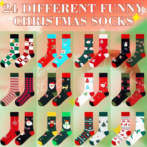 Christmas Socks Advent Calendar Funny Christmas Socks 24 Days Of Advent Box Socks With Different Christmas Patterns For Adults